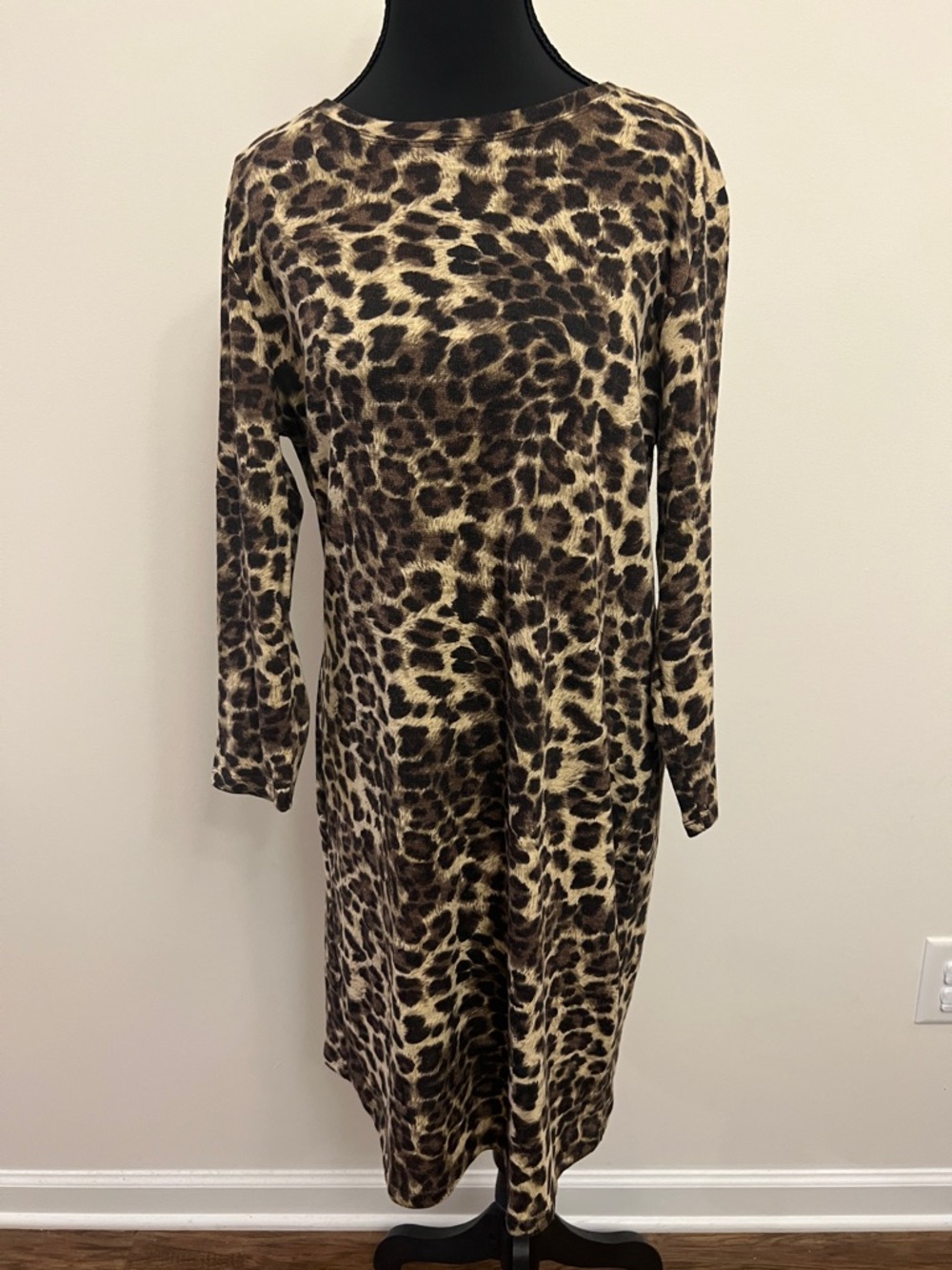 Daniel Cremieux Leopard Print Long Sleeve Dress - Brown & Tan